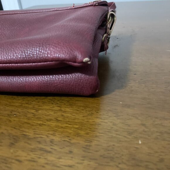 Anthropologie Brown Maroon Saddle Handbag Purse Thin Strap Boho Chic Western - Picture 7 of 13